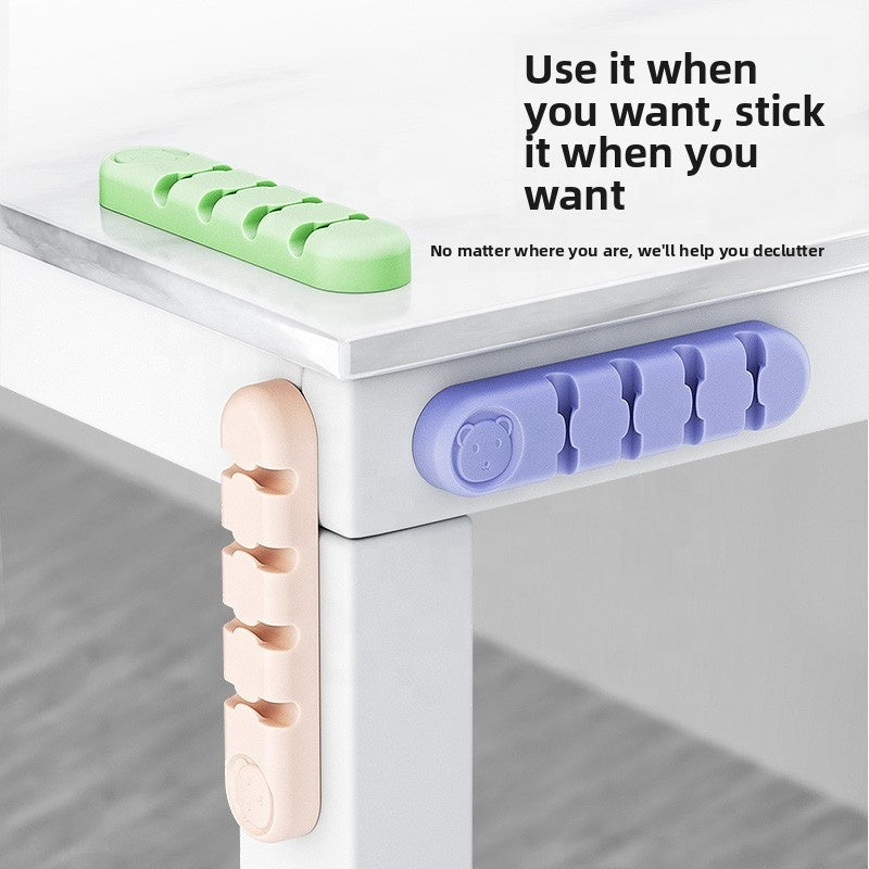 Desktop Silicone Gel Cable Organizer - Wall-Mounted Self-Adhesive Cable Clips