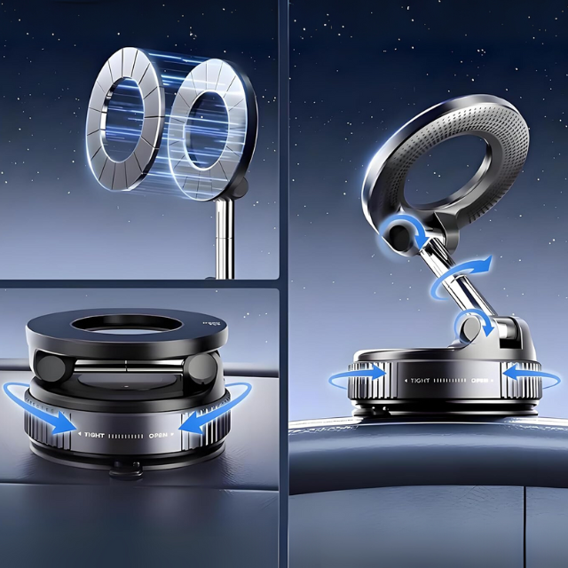 Upgrade Portable Folding Phone Stand Holder - 360 Degree Adjustable with Vacuum Magnetic Base