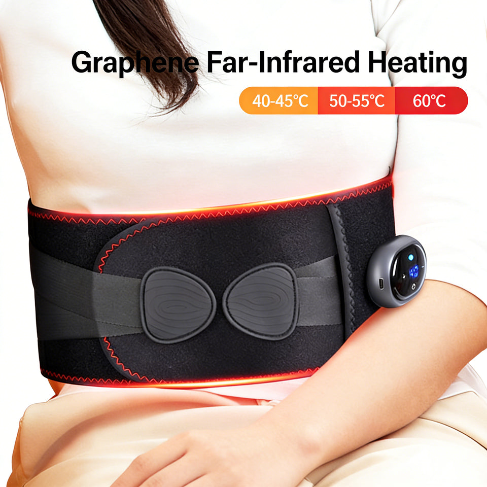Wireless Lumbar Support Belt - Red Light Heating Vibration Massage Back Brace
