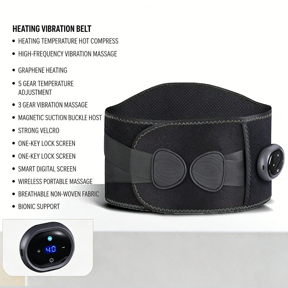 Wireless Lumbar Support Belt - Red Light Heating Vibration Massage Back Brace