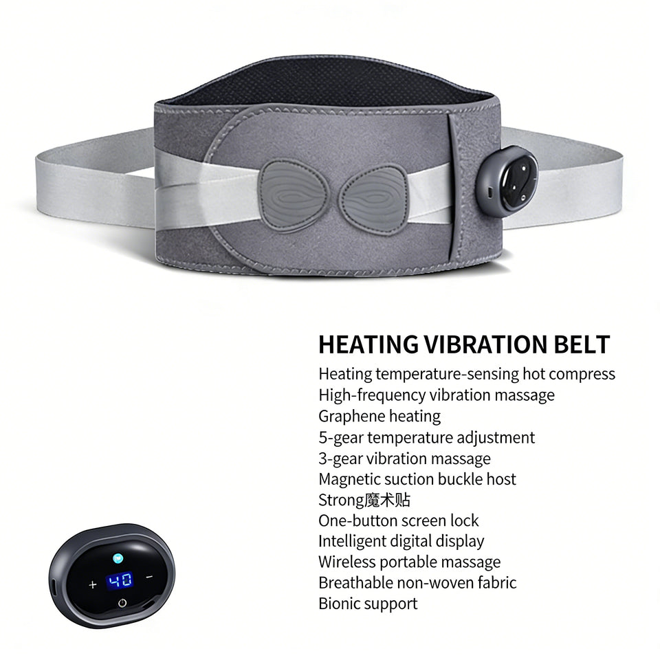 Wireless Lumbar Support Belt - Red Light Heating Vibration Massage Back Brace