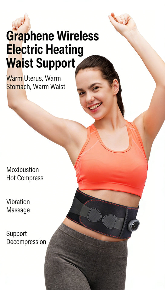 Wireless Lumbar Support Belt - Red Light Heating Vibration Massage Back Brace