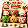 Christmas Dumplings Squishy Toy (Single Unit) - Stress Relief Pinch Fun, 6 Christmas Designs to Choose From