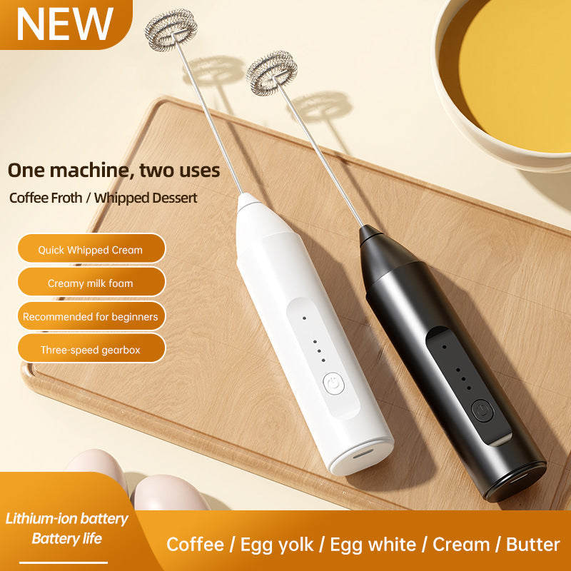 Electric USB Rechargeable Milk Frother - Coffee Mixer & Egg Beater, 2-in-1