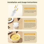 Electric USB Rechargeable Milk Frother - Coffee Mixer & Egg Beater, 2-in-1
