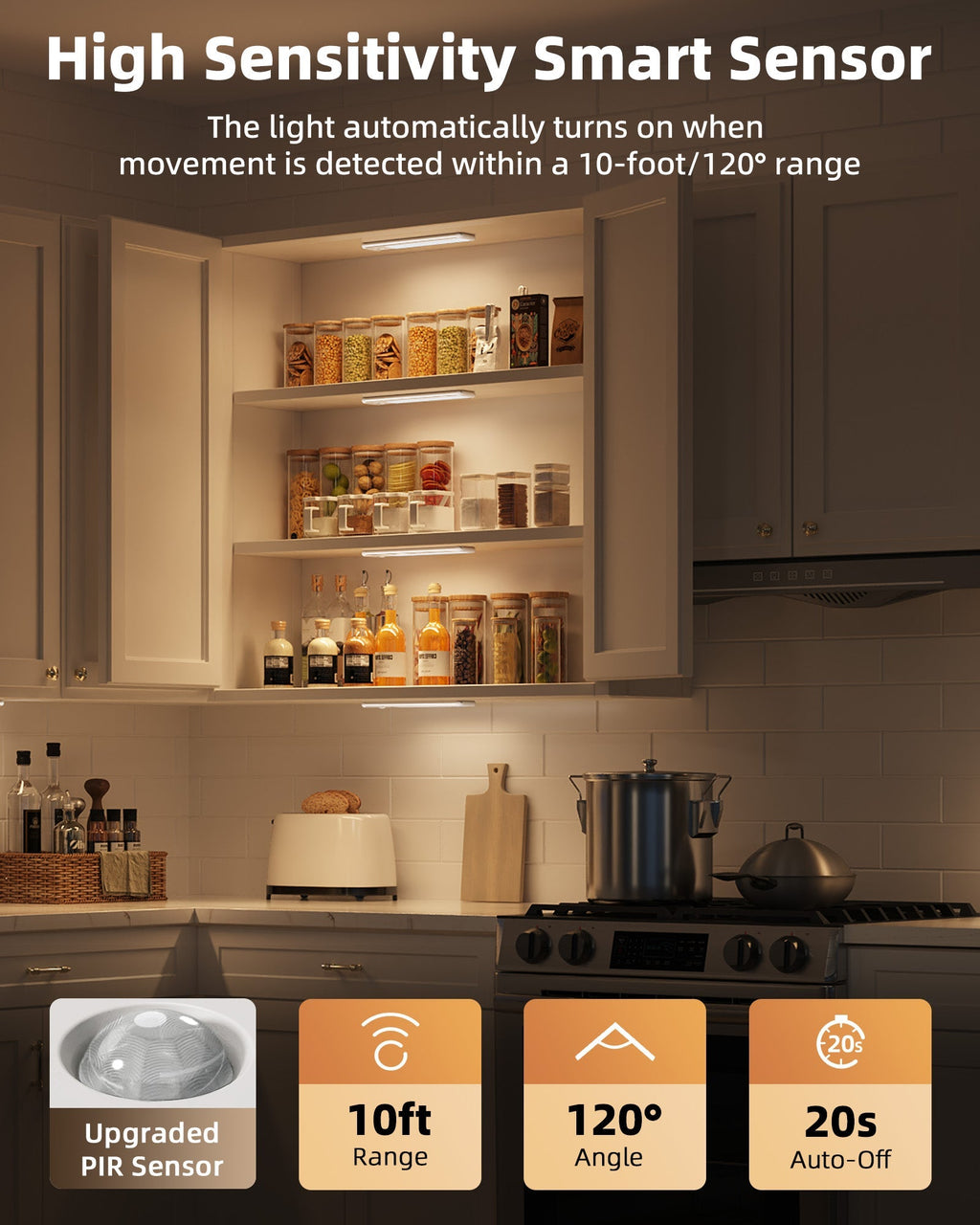 Varenza's Under Cabnet Magnetic Wireless Motion Sensor Light