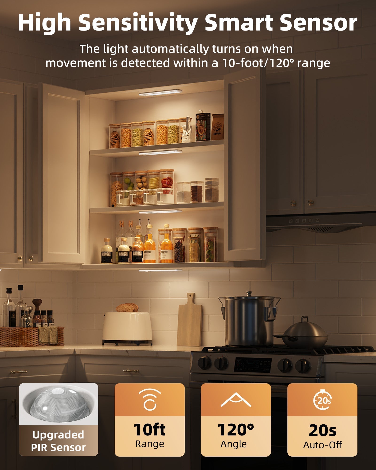 Varenza's Under Cabnet Magnetic Wireless Motion Sensor Light