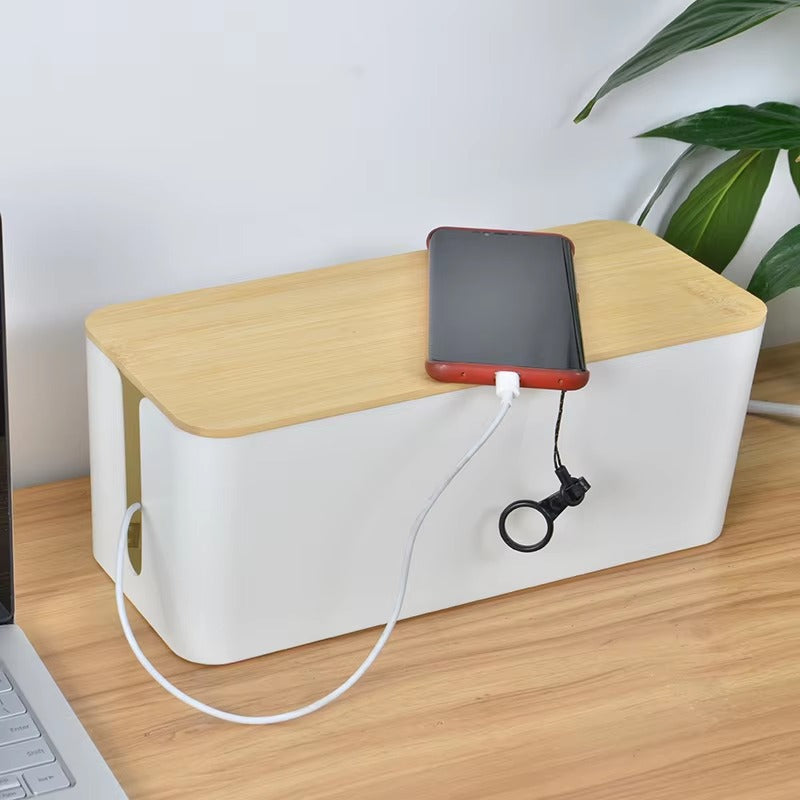Varenza's Large Cable Management Box with Bamboo Lid