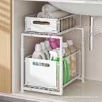 Varenza's Pull-Out Under Sink Organizer – Adjustable 2-Tier Storage Rack
