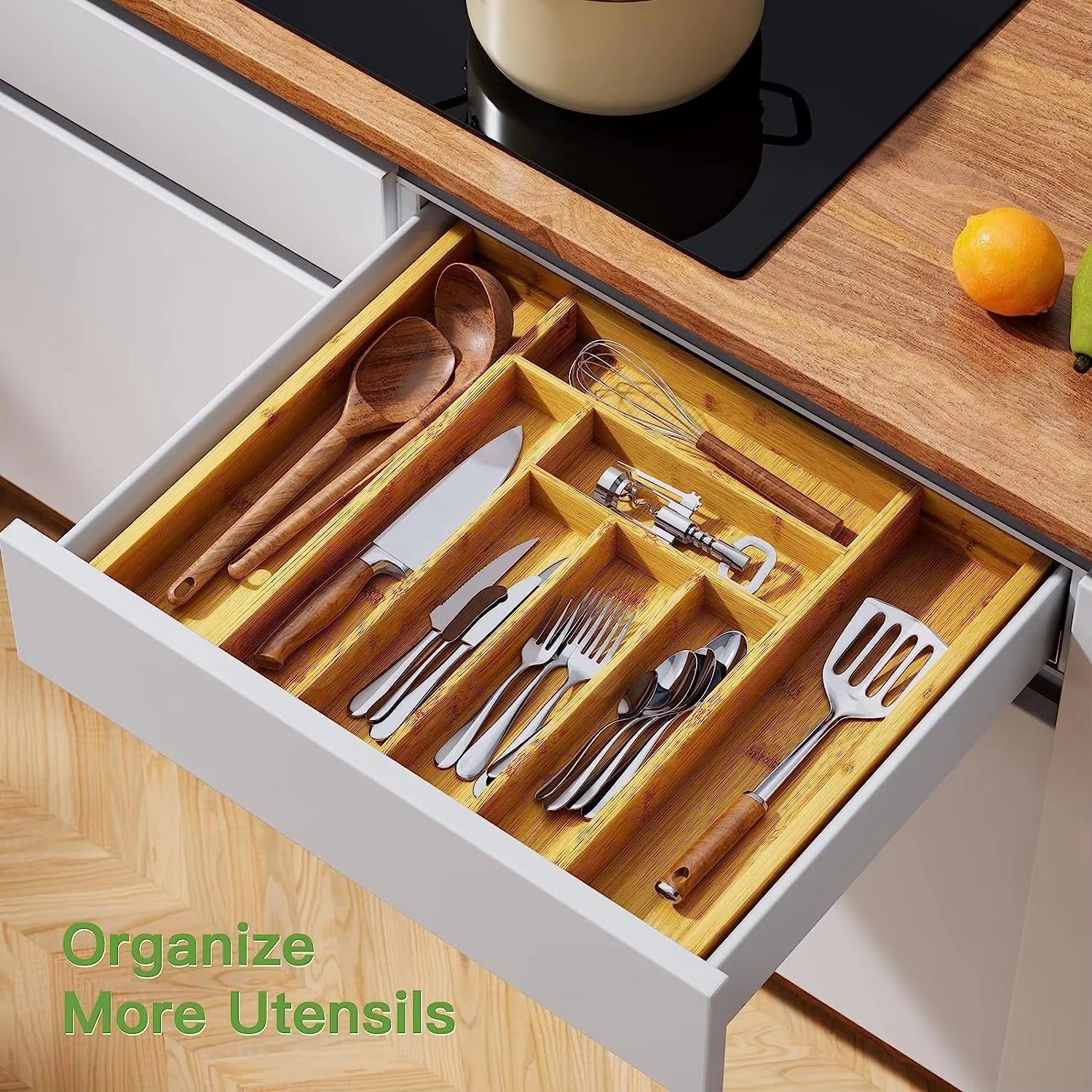Varenza's Expandable Bamboo Drawer Divider – Adjustable Storage Organizer