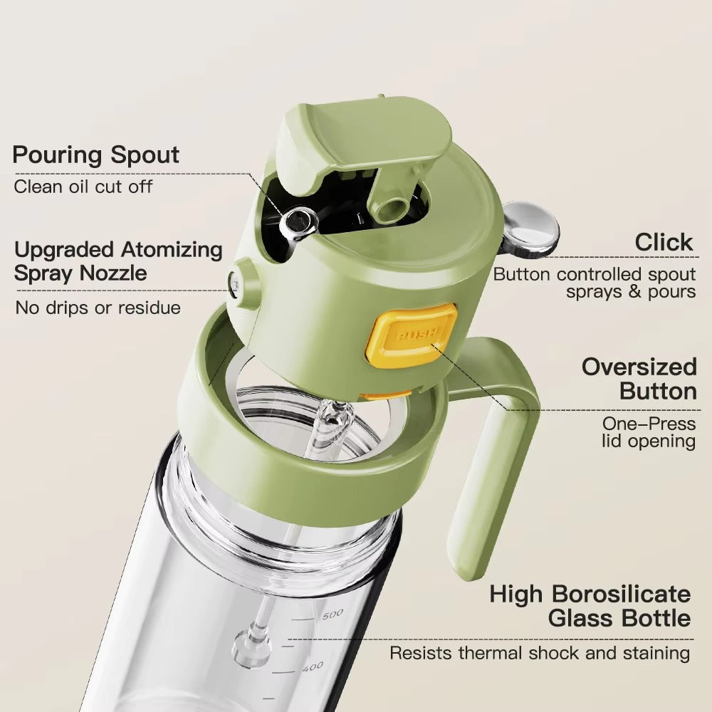 Varenza's 2-in-1 Oil Sprayer &amp; Dispenser – 500ML Glass Bottle