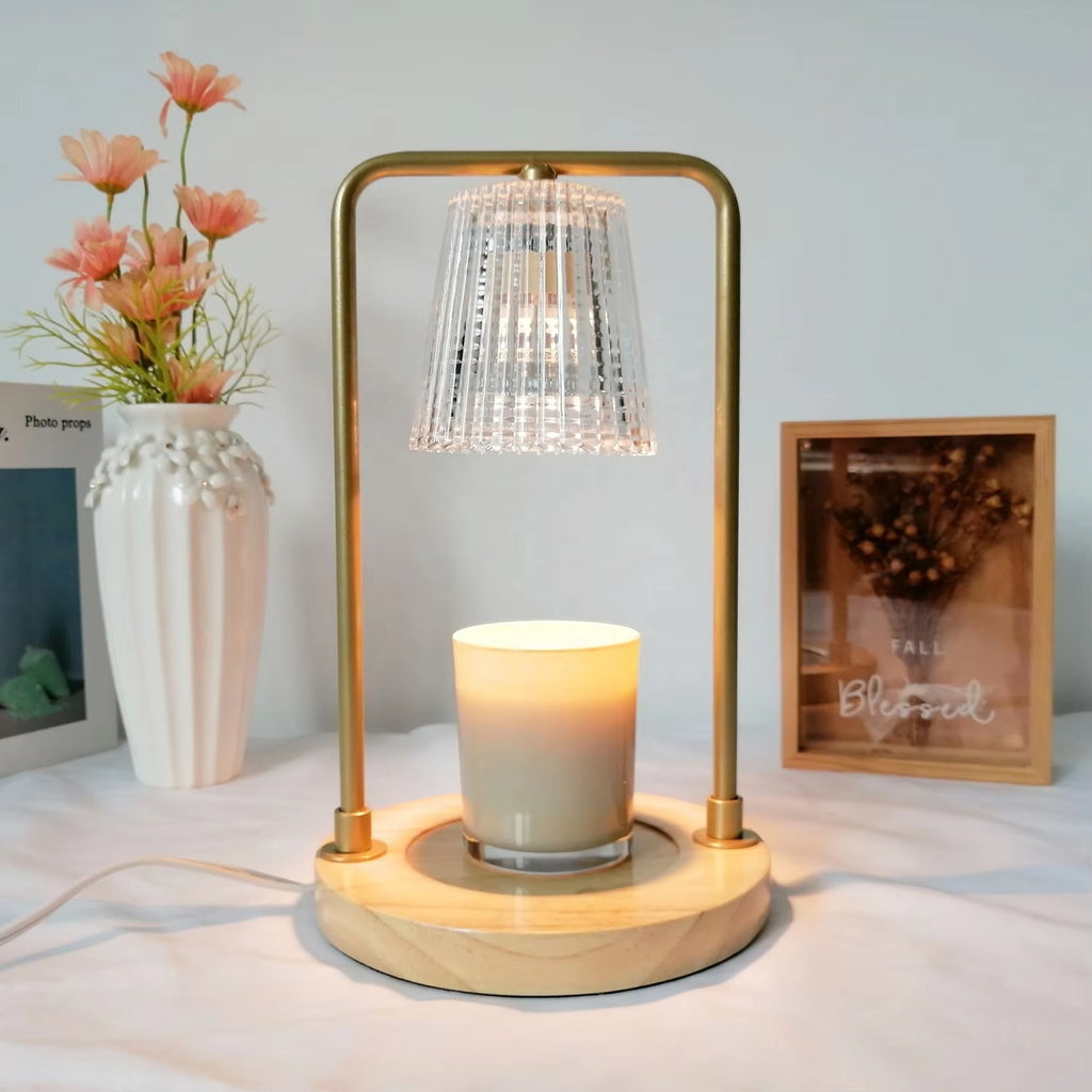 Varenza's Dimmable Electric Candle Warmer Lamp with Wooden Base