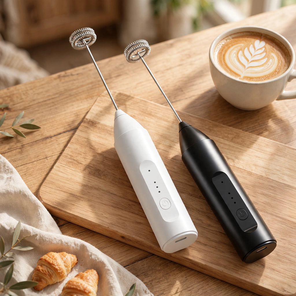 Electric USB Rechargeable Milk Frother - Coffee Mixer & Egg Beater, 2-in-1