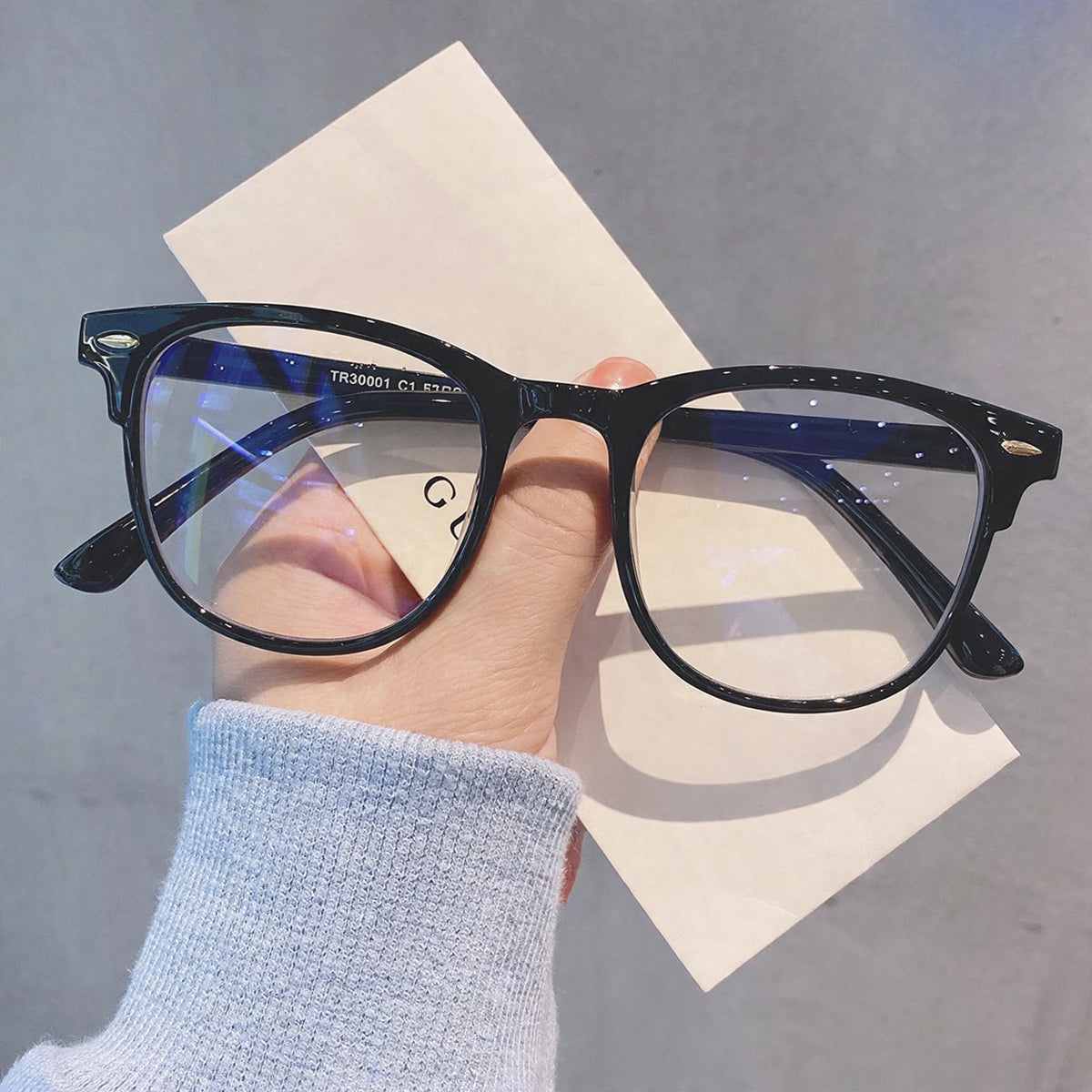 Retro Rice Nail Anti-Blue Light Glasses - Transparent Frame, Internet Celebrity Style