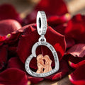 925 Sterling Silver Love Kiss Heart Charm Bead for Grandma