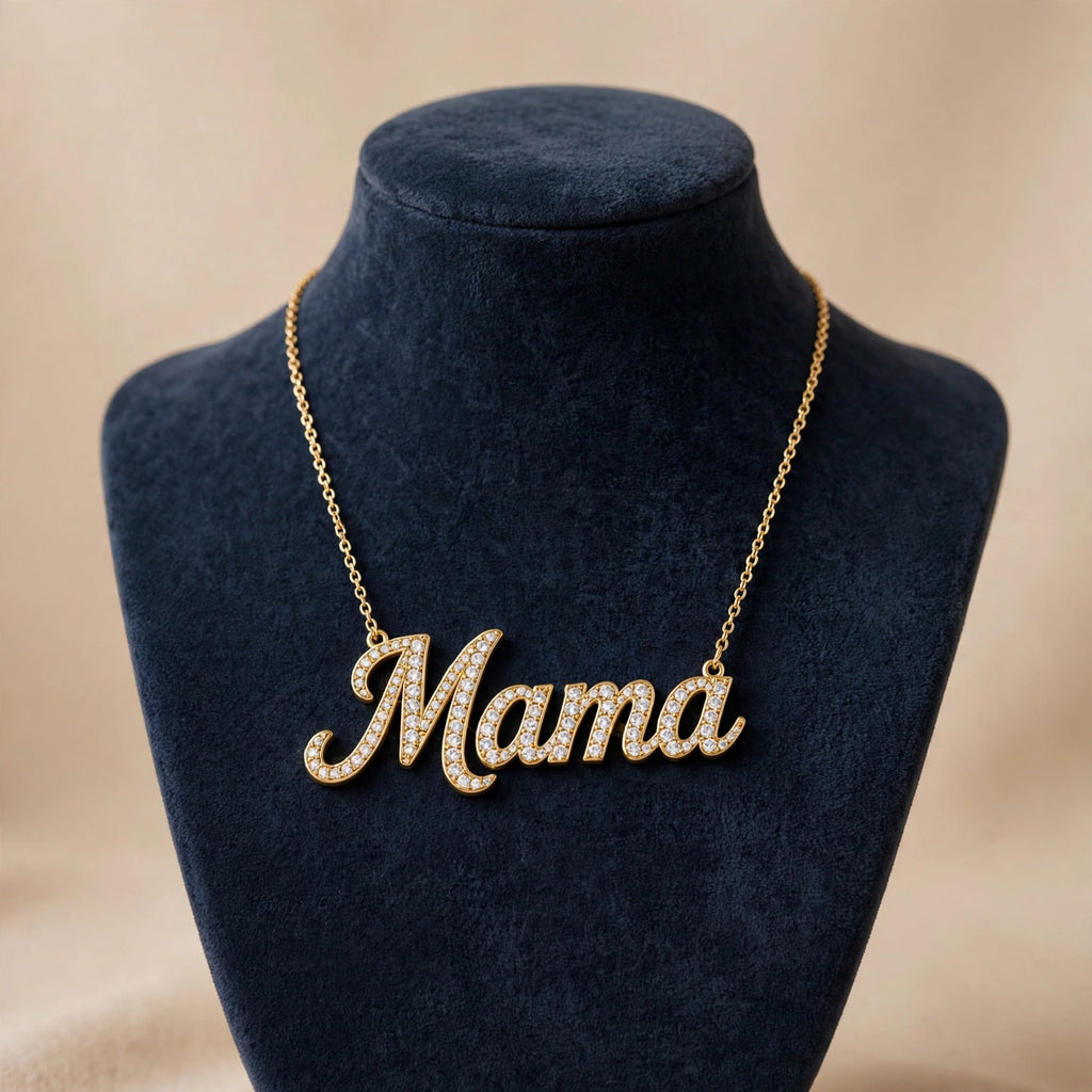 Zircon 'Mama' Letter Pendant Necklace - Mothers Day Gift