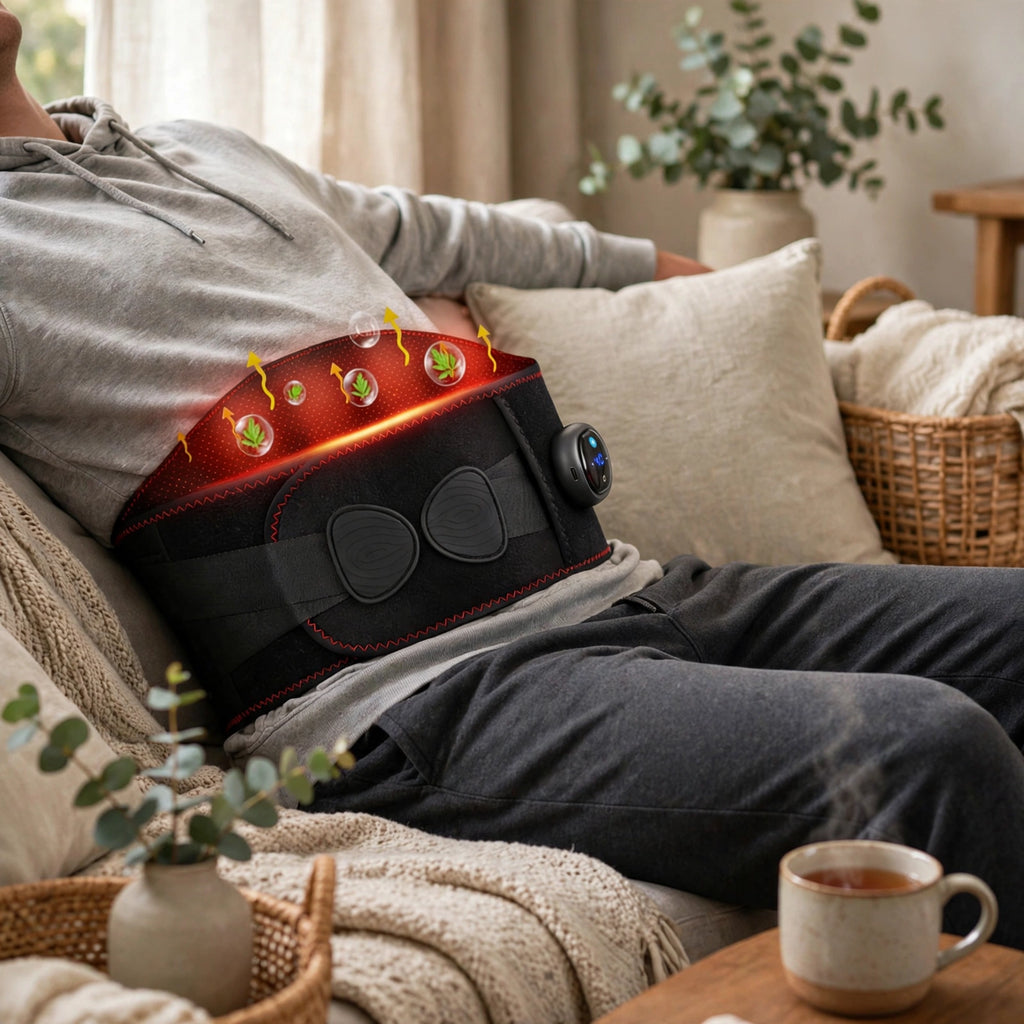 Wireless Lumbar Support Belt - Red Light Heating Vibration Massage Back Brace