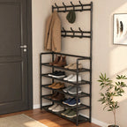 Over-Door Shoe Rack Organizer - Portable 3-Layer Shoe Storage Cabinet with Coat Hooks