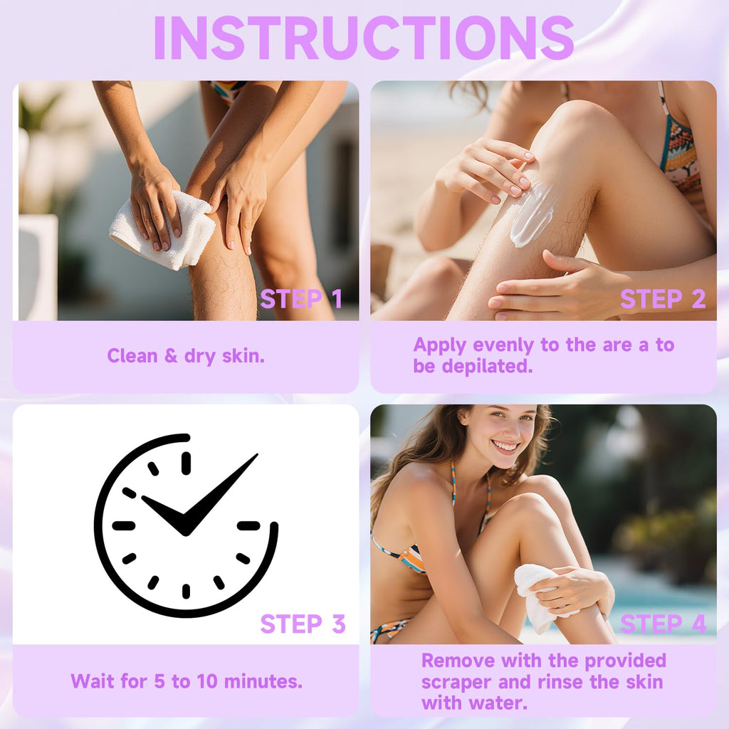 PHOFAY Hair Removal Spray for Sensitive Skin, Gentle & Fast-Acting with Aloe & Hyaluronic Acid