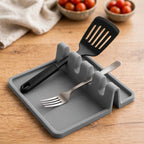 Silicone Kitchen Utensil Rest - Non-Slip Drying Rack Holder for Spatula, Fork & Tableware