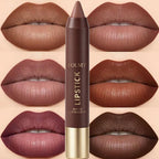 6-Piece Matte Lipstick Set - Brown Shades, Waterproof, Non-Stick Cup