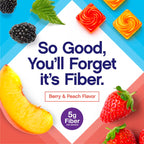 Fiber Well Sugar Free Gummies - 5g - Berry & Peach Flavor Fiber Gummies - Supports Digestive Health & Regularity - 90 Gummies