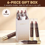 6-Piece Matte Lipstick Set - Brown Shades, Waterproof, Non-Stick Cup