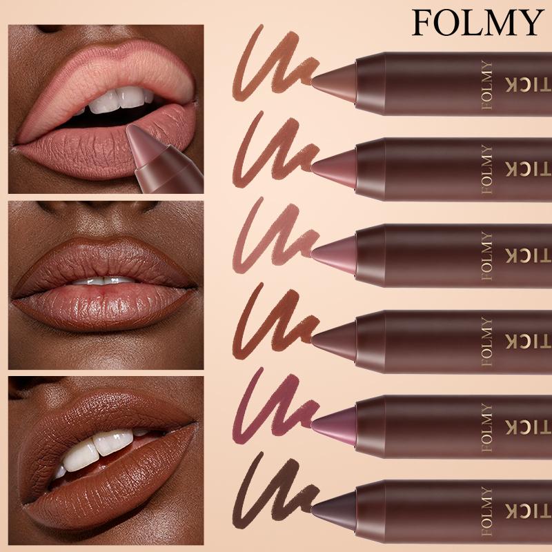 6-Piece Matte Lipstick Set - Brown Shades, Waterproof, Non-Stick Cup