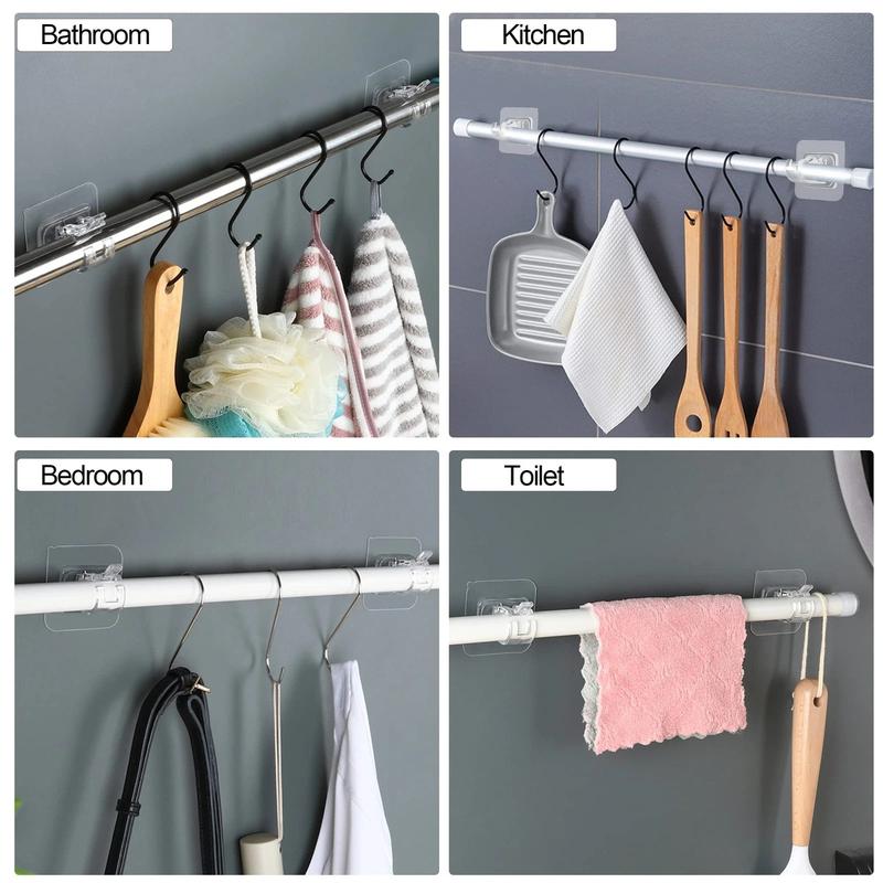 Clear Curtain Pole Mount Brackets with 1 Clip – Transparent Rod Supports