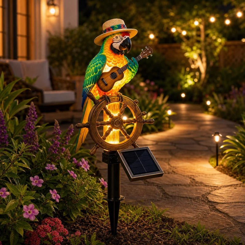 sola-powered-parrot-garden-light-welcome-to-paradise-1