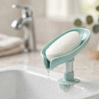 Leaf Shape Soap Holder with Suction Cup – Drain Soap Box for Shower & Bathroom