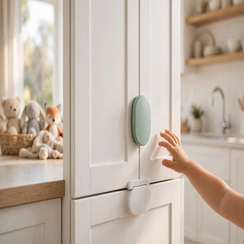 Baby Safety Cabinet Latch - Invisible Anti-Pinch Drawer & Door Lock