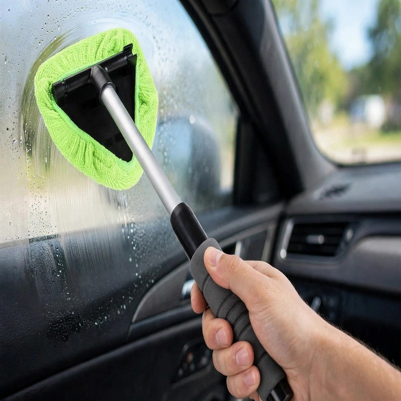 Telescopic Car Windshield Cleaning Brush - Microfiber Glass Cleaner & Defogging Scraper for Car Windows
