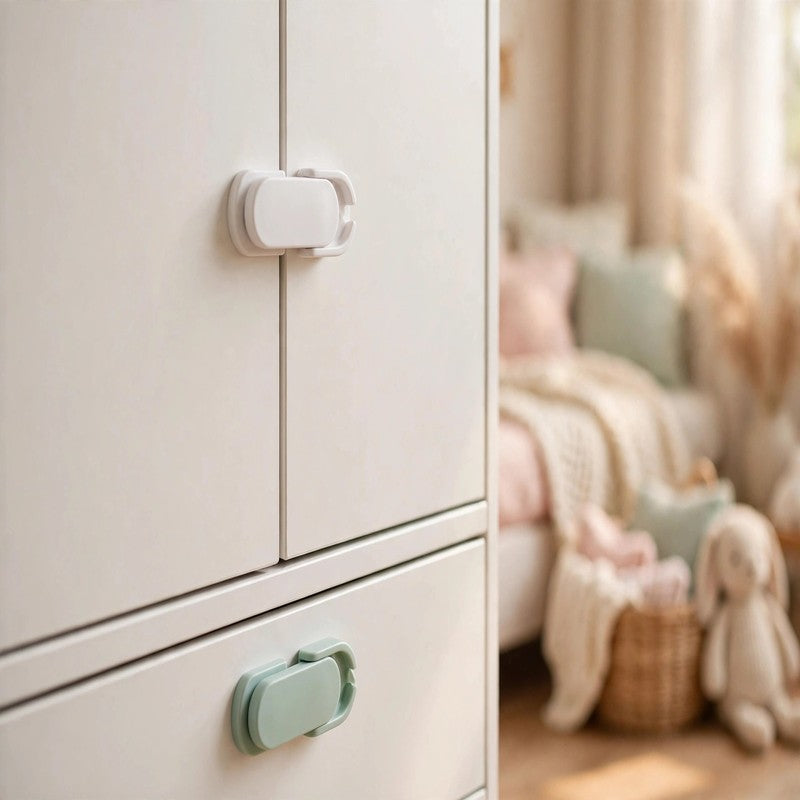 Baby Safety Cabinet Latch - Invisible Anti-Pinch Drawer & Door Lock