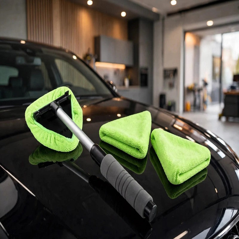 Telescopic Car Windshield Cleaning Brush - Microfiber Glass Cleaner & Defogging Scraper for Car Windows