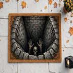 Halloween Door Mat Outside Entrance - Festive 3D Visual Skull, Clown Horror Front Porch Rug for Home Decor