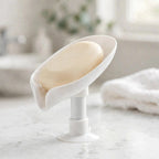 Leaf Shape Soap Holder with Suction Cup – Drain Soap Box for Shower & Bathroom