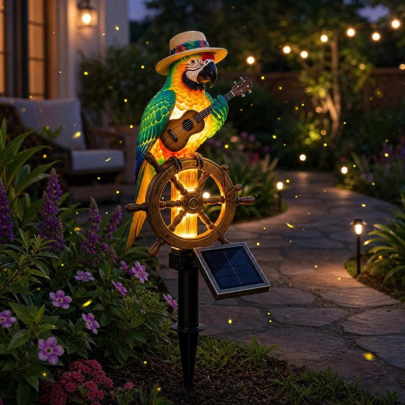 sola-powered-parrot-garden-light-welcome-to-paradise-2