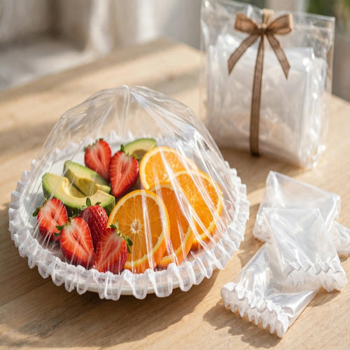 100-Pack Stretch Food Covers - Elastic Bowl & Plate Lids, Plastic Wrap Alternative