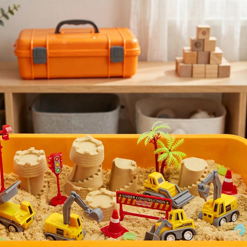 klever-kits-construction-sensory-bin-for-toddlers-sandbox-with-lid-glow-in-the-dark-stones-3