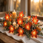 LED Maple Leaf Lantern Garland - Fall String Lights for Halloween & Thanksgiving