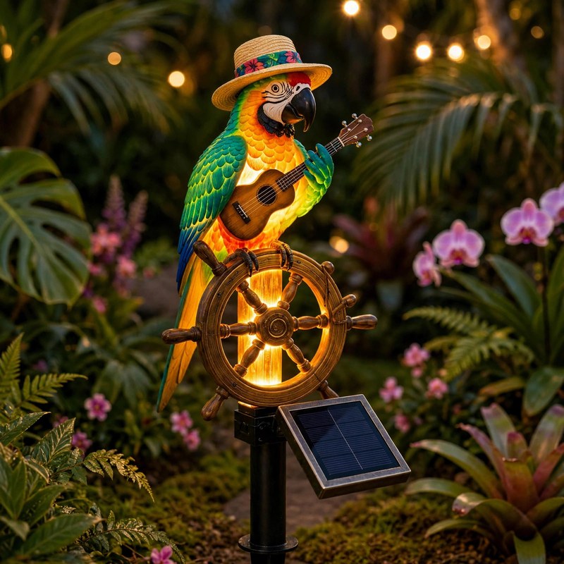 sola-powered-parrot-garden-light-welcome-to-paradise-3