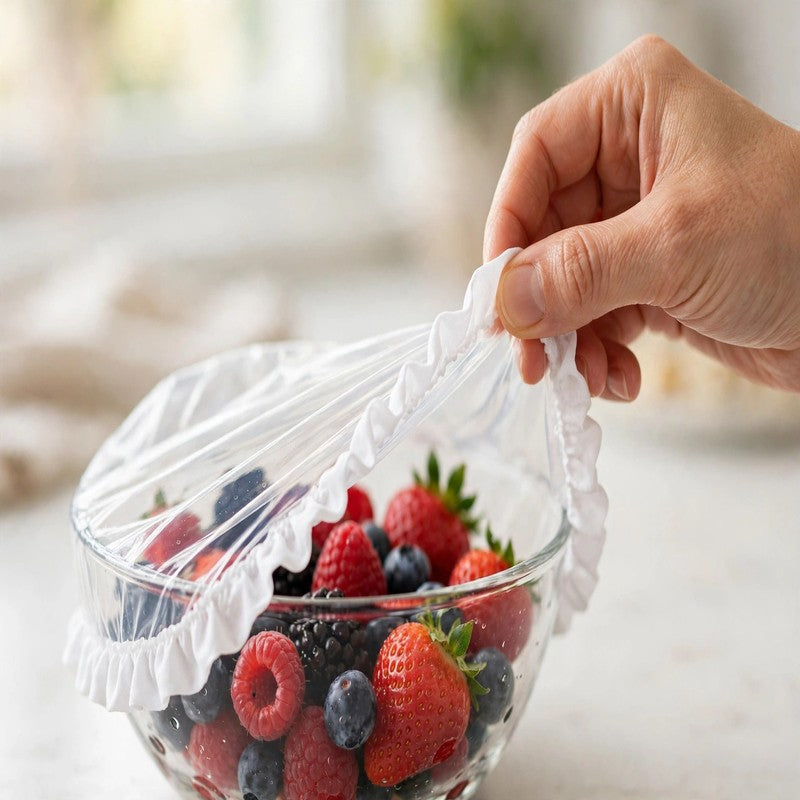 100-Pack Stretch Food Covers - Elastic Bowl & Plate Lids, Plastic Wrap Alternative
