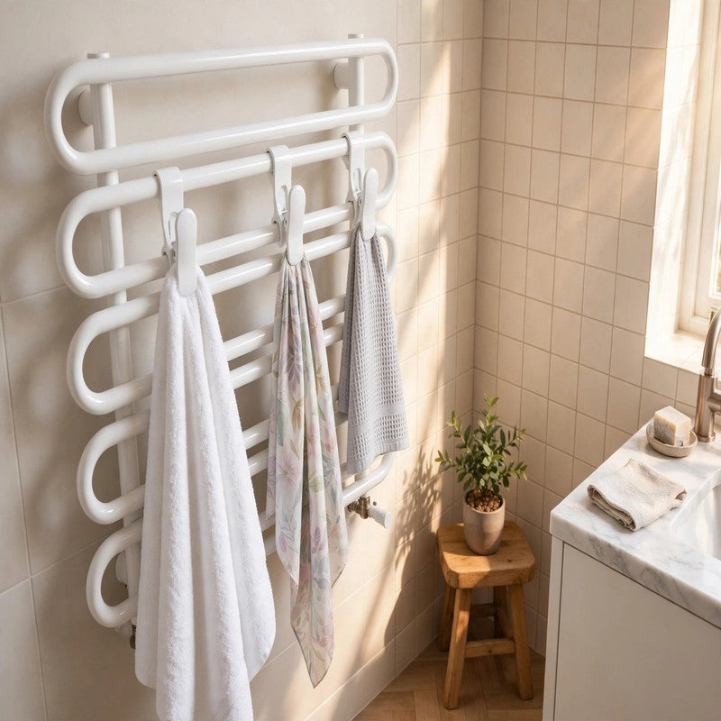Towel Radiator Hanger Clips, Clear White Storage Hooks