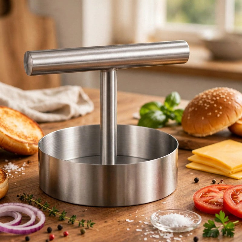 Stainless Steel Burger Press - Nonstick Patty Maker Mold & Meat Smasher