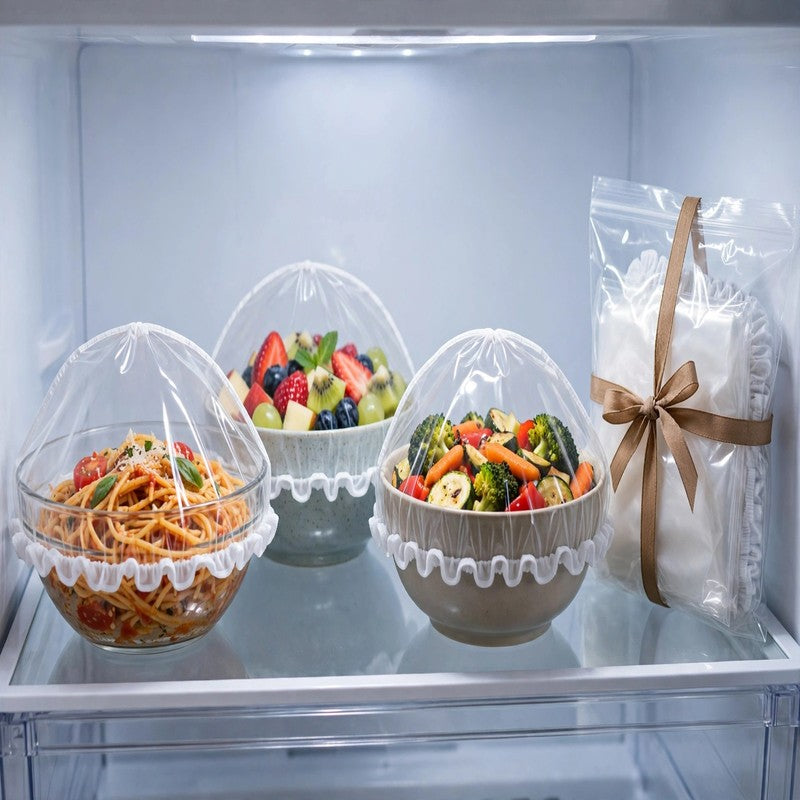 100-Pack Stretch Food Covers - Elastic Bowl & Plate Lids, Plastic Wrap Alternative