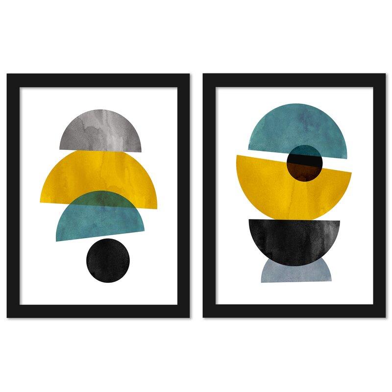 Modern Mid Century by Pop Monica - 2 Piece Graphic Art Set on Canvas