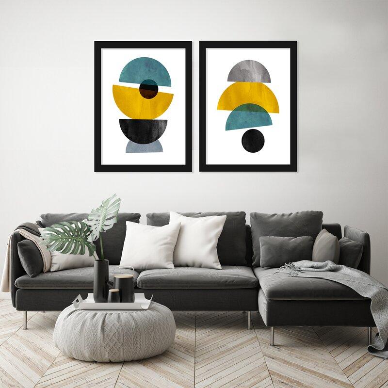 Modern Mid Century by Pop Monica - 2 Piece Graphic Art Set on Canvas